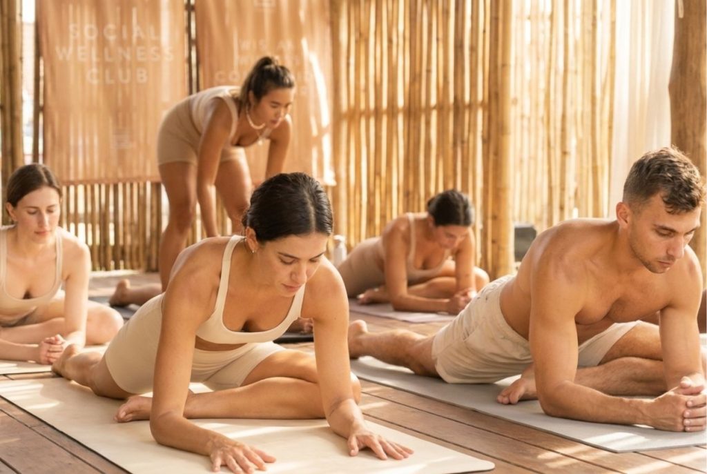 Group yoga class at SILA Miami's social wellness club and third space fitness studio in Upper Buena Vista, FL